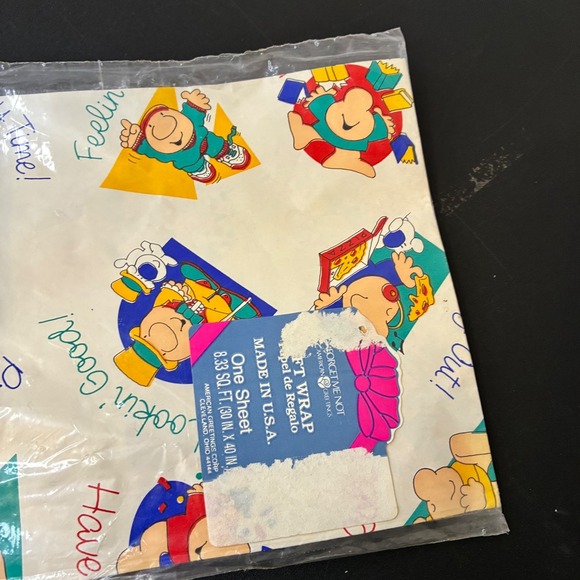 American Greetings Forget Me Not Ziggy Gift Wrap Paper One Sheet 30x40" Vintage - Picture 9 of 10
